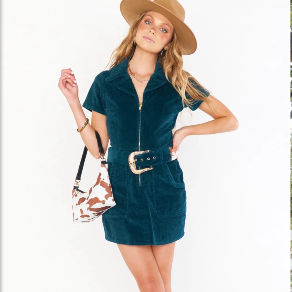 Rare-sold out show me your mumu corduroy outlaw dress in jade